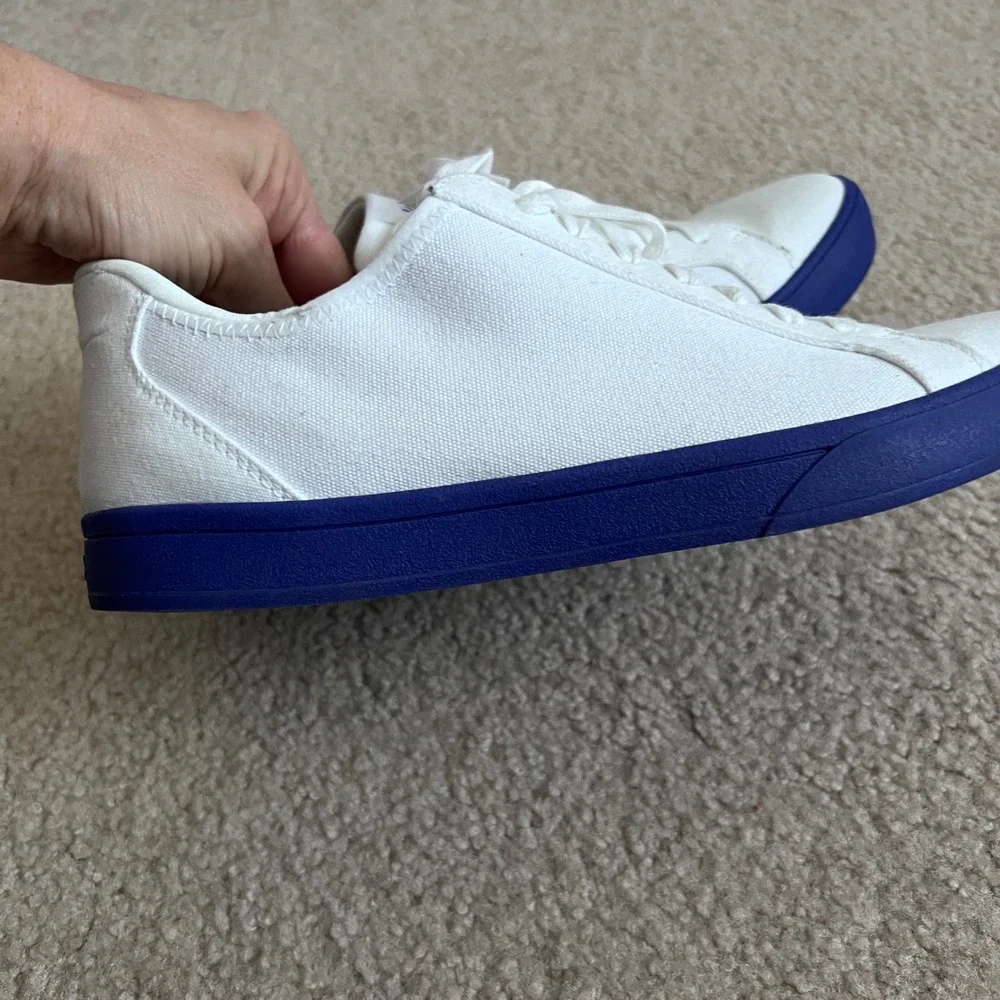 Kizik Irvine Canvas Hands-Free Sneakers‎ White Cobalt Blue Mens 7.5 Womens 9